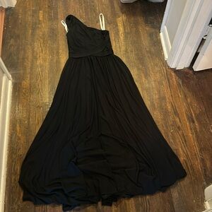 Bridesmaid black, long, one shoulder dress